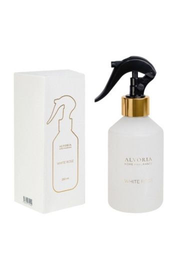 ALVORIA WHITE ROSE purškiamasis namų kvapas, 250 ml. ALVORIA WHITE ROSE purškiamasis namų kvapas, 250 ml.