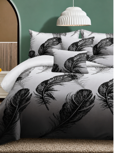 Elegantiškas patalynės komplektas „Juodos plunksnos“ Elegantiškas patalynės komplektas „Juodos plunksnos“